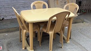 Fiber Plastic Dining Table 4 Seater in Popular Furniture unboxing video Bengaluru [upl. by Box]