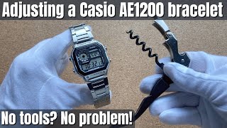 How to adjust  resize a Casio AE1200WHD bracelet  NO TOOLS [upl. by Nonrev942]