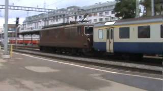 BLS Re 44 quot195 Unterseenquot with control Wagon Bt quot951quot passes Thun [upl. by Bevers]