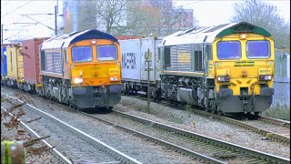 Festive Freight Diverts at Stowmarket amp Elmswell GEML  282919 [upl. by Shafer]