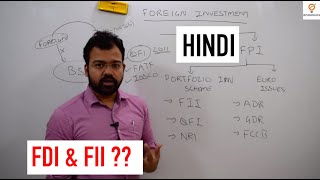 FDI and FII Explained in Hindi  Foreign Investment in India  ADR GDR and FDI Caps  Ecoholics [upl. by Ekihc]