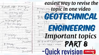 geotechnical engineering quick revision  soil mechanics basics and important key points lecture 8 [upl. by Phares]