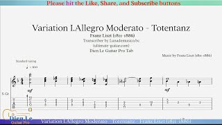 Variation IAllegro Moderato  Totentanz  Franz Liszt 18111886 for Classical Guitar with Tabs [upl. by Franz]