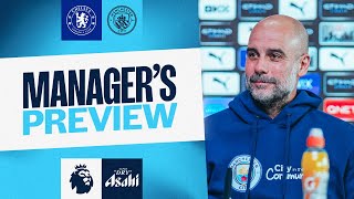 PRESS CONFERENCE Pep Guardiola  Premier League  Chelsea v Man City [upl. by Haelak509]