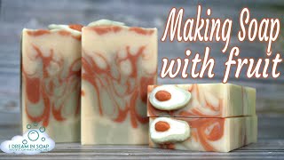 Cold process soap making with fruit avocado mango and coconut milk with recipe [upl. by Ehrlich]