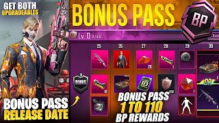 Bonus Pass 1 To 110 BP Rewards  UpgradableM249 Skin  Vehicle  Release Date  PUBGM BGMI [upl. by Atekihc]