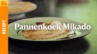 Pannenkoek Mikado met vanilleijs en chocoladesaus [upl. by Nissensohn472]