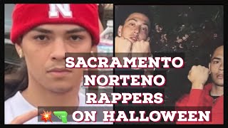 SACRAMENTO GANG WARSTWO SACRAMENTO NORTENO RAPPERS💥🔫 AT A HALLOWEEN PARTY😳👀🫢 [upl. by Aehsan]