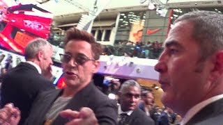 ROBERT DOWNEY JR signs an Ironman glove toy for JULIAS HOUSE Childrens Charity [upl. by Nidya]