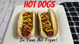 Easy Air Fryer Hotdogs  Ball Park Franks  Air Fryer Hot Dogs in 5 Mins [upl. by Akirdna]