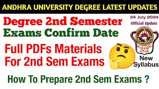 AU Degree 2nd Semester Exams Confirm Date  AU Degree 2Sem Regular Exams Update Latest July 2024 [upl. by Fremont]