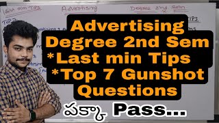 Advertising Degree 2nd Sem Last Minute tips and top 7 Important questions [upl. by Lihp]