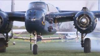 B25 Mitchells taking off from Grimes Field in Urbana Ohio for Doolittle Anniversary [upl. by Tnairb951]