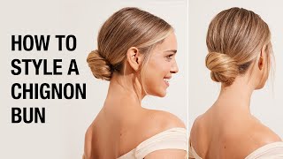 How to Style a Chignon Bun  Trending Hairstyle Tutorial  Kenra Professional [upl. by Ellehcsor]