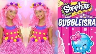 DIY Shopkins Costume  Shopkins SHOPPIES DOLL BUBBLEISHA DRESS UP MAKEOVER IN REAL LIFE [upl. by Kingsley]