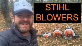 Stihl bga 47 Blower VERSUS Stihl br 430 Blower VERSUS Stihl br 800c Blower [upl. by Ennasor]