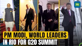 PM Modi Joe Biden and other world leaders arrive in Rio ahead of G20 summit  N18G [upl. by Storz864]