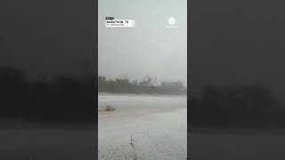 Hailstorm Drops Temperature From 90s to 50s Creates Fog [upl. by Dorrahs741]