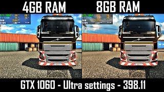 GTX 1060  4GB VS 8GB RAM  ETS 2 [upl. by Nerval877]