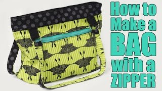 How to Make a Bag or Purse with a Zipper  Sewing Tutorial [upl. by Nonnahsal]