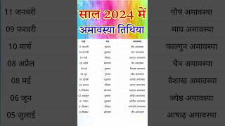 2024 amavasya kab hai  2024 amavasya dates  2024 amavasya list  2024 amavasya calendar  अमावस्या [upl. by Aidualk985]