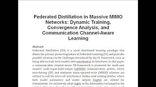 Federated Distillation in Massive MIMO Networks Dynamic Training Convergence Analysis and Communi [upl. by Nannaihr]