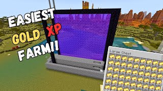 Easiest Gold XP Farm Minecraft Bedrock 121 [upl. by Oringa]