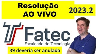 GABARITO FATEC 20232 RESOLUÇÃO FATEC 20232 [upl. by Doownyl]