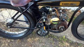 Briggs motorized board track racer bicycle how it starts [upl. by Cahan553]