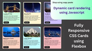 Dynamic Card Rendering using Javascript  HTML CSS responsive cards [upl. by Gussie100]