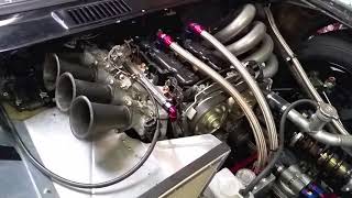 Individual throttle bodies Toda cam gears and springs Toyota KP60 BEAMS engine idle [upl. by Akcirederf]