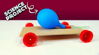 How to make a Simple Balloon Powered Car  DIY Air Powered Car  Science Project [upl. by Aihsiek]