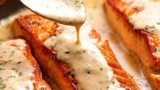 Salmon with Creamy Herb amp Garlic Sauce [upl. by Nonnah]