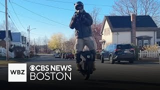 Man with electric unicycle will deliver anything at anytime in Massachusetts city [upl. by Ciro]