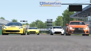 Maserati Alfieri vs Corvette C7 vs Lexus RC F vs Nissan 370Z at Monza Circuit [upl. by Merras400]