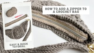 How to sew a lining into a crochet bag how to make a zipper lining crochet bag pattern [upl. by Amsaj225]