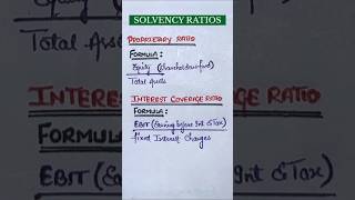 Solvency ratio  proprietary ratio  interest coverage ratio [upl. by Monney]