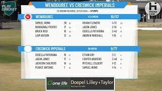 Ballarat Cricket Association  024CYTE 2nd XI Div 1  Rd13  Wendouree v Creswick Imperials  Day 1 [upl. by Aynos]