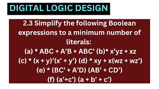 23 Simplify the Boolean expressions to minimum no of literalsa ABC  AB  ABC digitallogic [upl. by Mala]