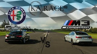 Alfa Romeo Giulia Quadrifoglio vs BMW M3 Competition  Drag Race [upl. by Ancel132]