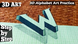 How to Write Alphabet W 3D  art 3d viralvideo [upl. by Lauryn926]