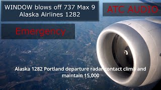 Window door plug blows off 737 Max 9 aircraft Alaska Airlines flight 1282 Pilot Audio ATC [upl. by Annai]