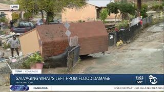 Looking at flood damage amp the aftermath of historic rainfall in San Diego [upl. by Attiuqehs]