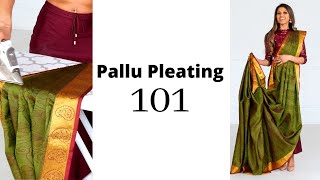 How to Pleat Saree Pallu  lakshmi saree draping  Saree Wearing Styles  Tia Bhuva [upl. by Acinej]