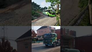 Truck konteiner besar panjang vs bus telolet [upl. by Sancho518]