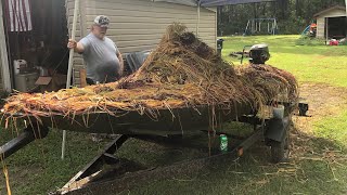 Grassing Duck Boat with J Stern Raffia Grass [upl. by Ahsinrac]