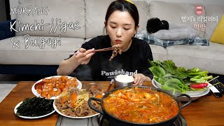 리얼먹방▶햄지네 백반☆꽁치김치찌개불고기비엔나소세지김쌈ㅣKorean Home MealㅣREAL SOUNDㅣASMR MUKBANGㅣ [upl. by Odraode]