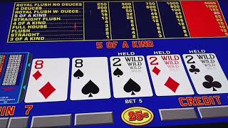 5 of a Kind with Deuces Wind Creek Casino Wetumpka Alabama Video Poker [upl. by Charmaine724]