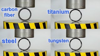 HYDRAULIC PRESS VS RING MADE OF TITANIUM AND CARBON FIBER WHICH IS STRONGER [upl. by Neiht822]