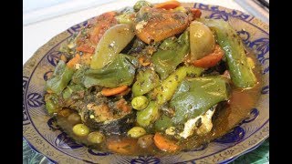 طاجين السمك بالخضربطريقة صحية \ Tajine de poisson [upl. by Annoet979]